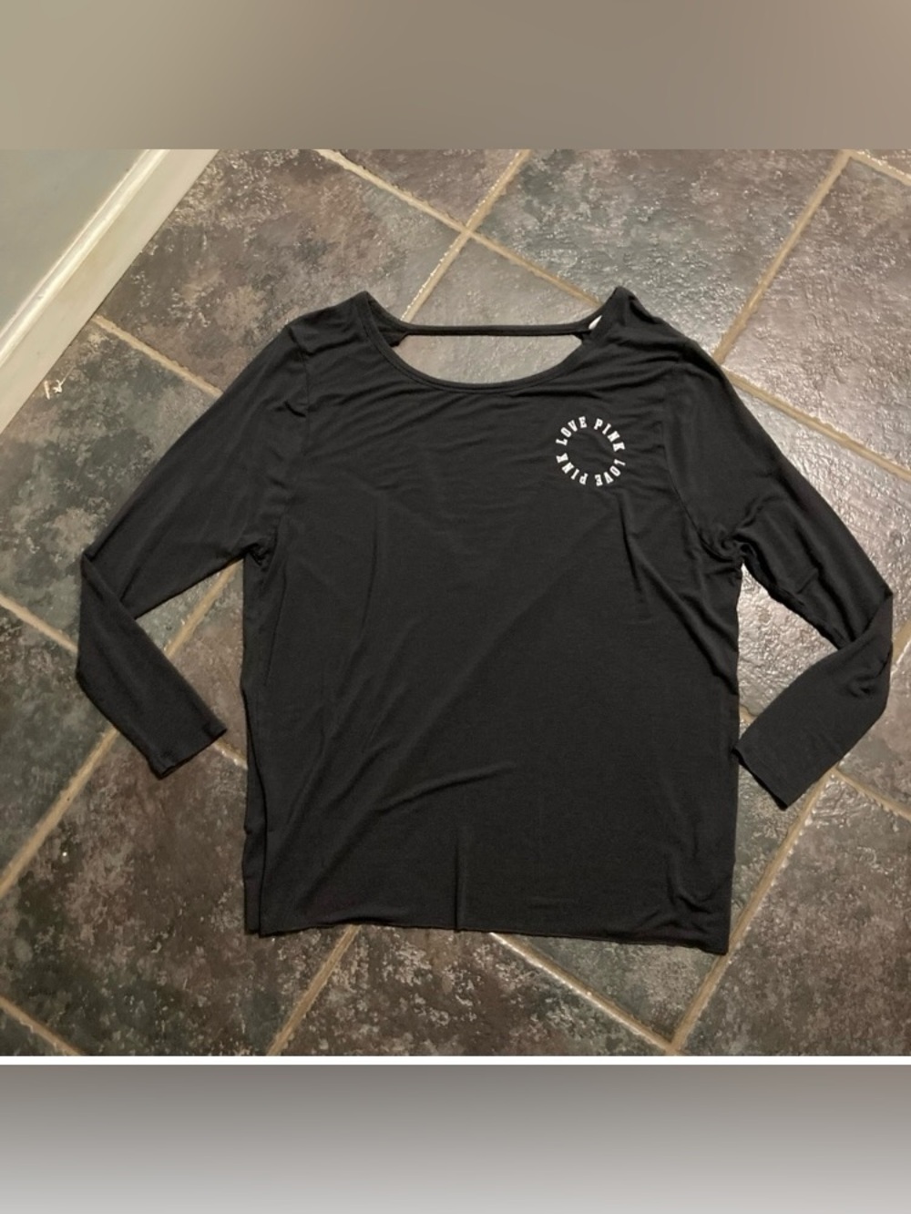 PINK Victoria's Secret Grey Long-Sleeve  Top with Open Back Design Size S